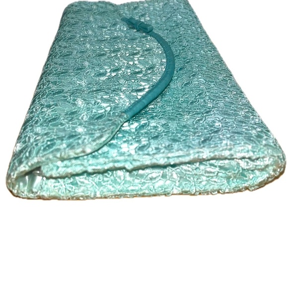 Banana Republic Light Blue Leather Envelope Trim Lace Clutch - Picture 6 of 11